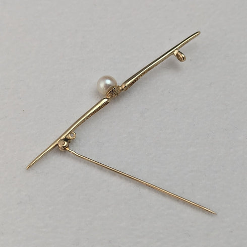 英國復古 9 克拉金珍珠別針胸針 PMS